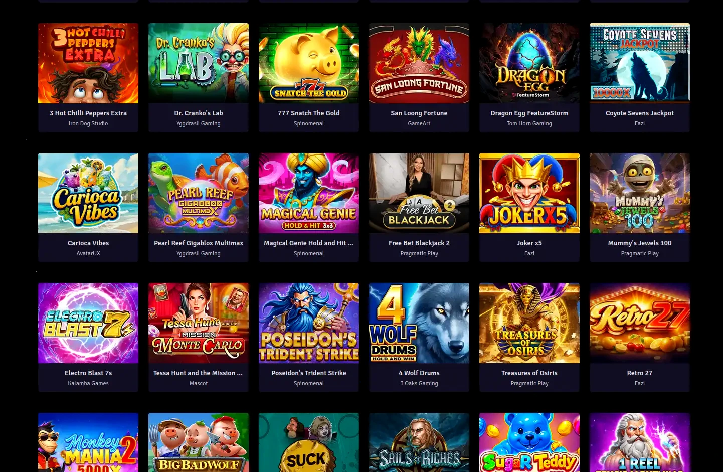 Interface de l'application mobile Prince Ali Casino sur smartphone